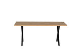 Natural Oak Large Dining Table Cross Metal Legs 180cm