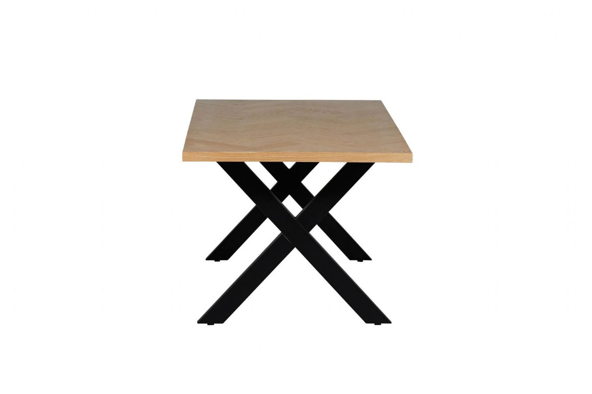 Natural Oak Large Dining Table Cross Metal Legs 180cm