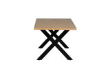 Natural Oak Large Dining Table Cross Metal Legs 180cm