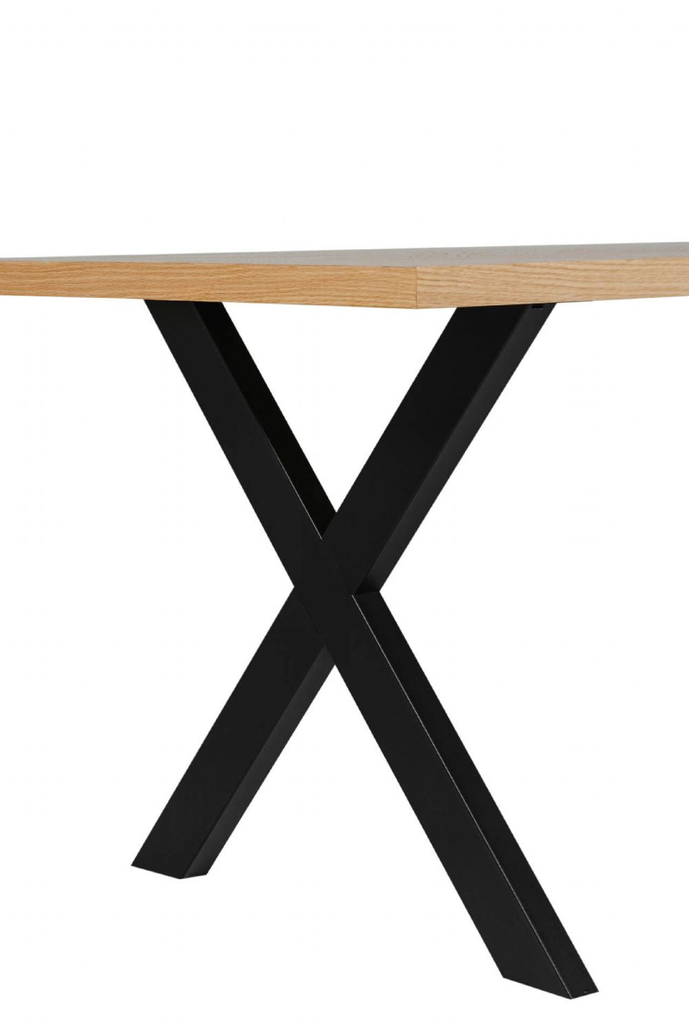Natural Oak Large Dining Table Cross Metal Legs 180cm