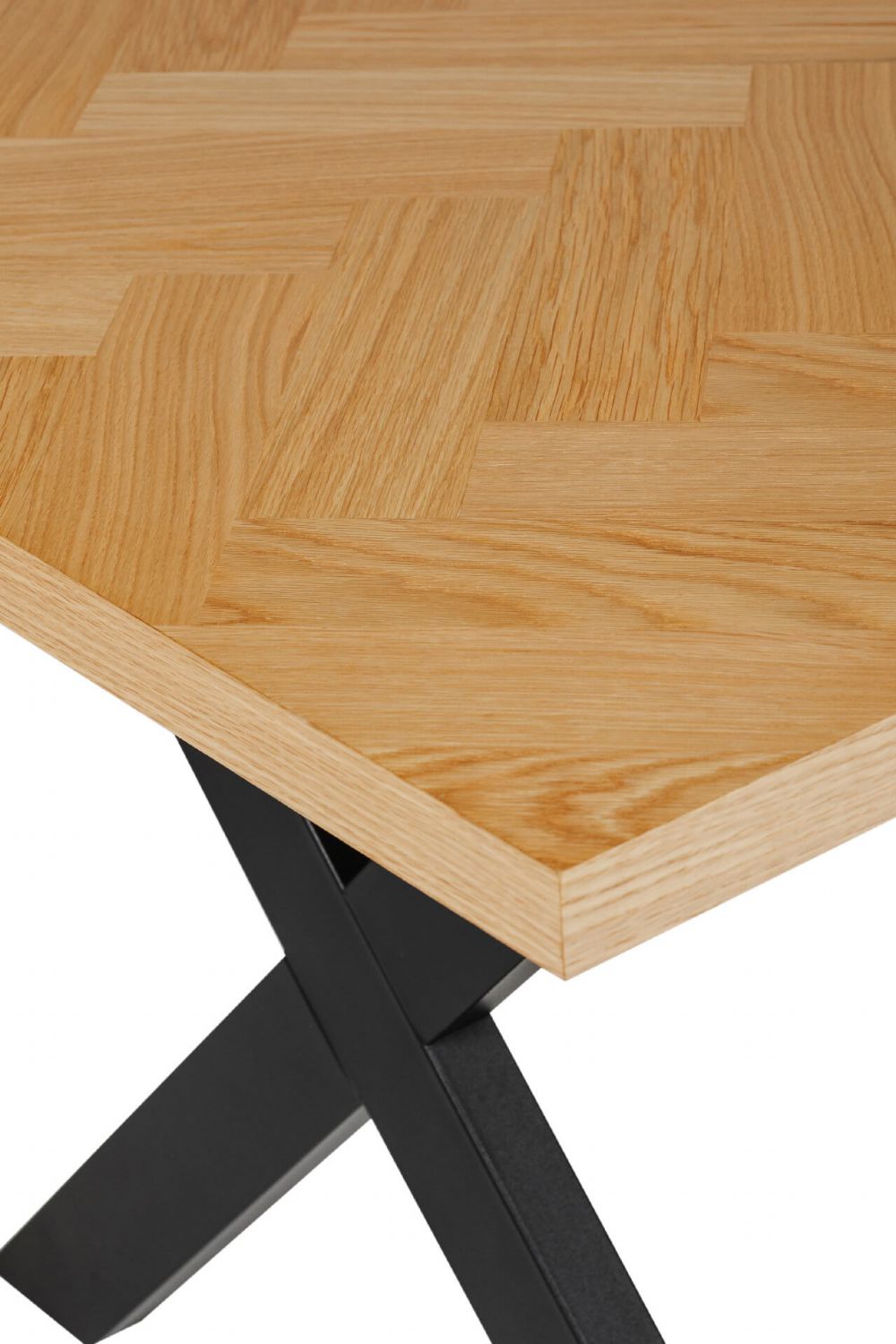 Natural Oak Large Dining Table Cross Metal Legs 180cm