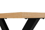 Natural Oak Large Dining Table Cross Metal Legs 180cm