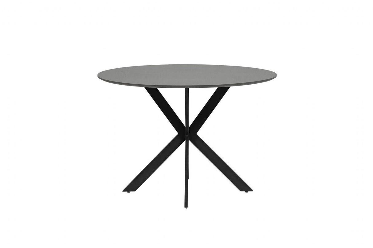 Smoke Melamine Top Round Crossleg Small Dining Table 110cm