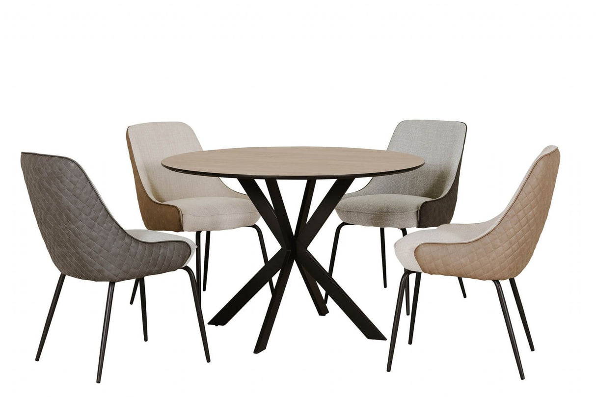 Oak Marble Effect Round Crossleg Small Dining Table 110cm