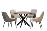 Oak Marble Effect Round Crossleg Small Dining Table 110cm