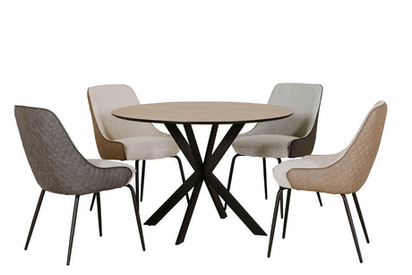 Oak Marble Effect Round Crossleg Small Dining Table 110cm