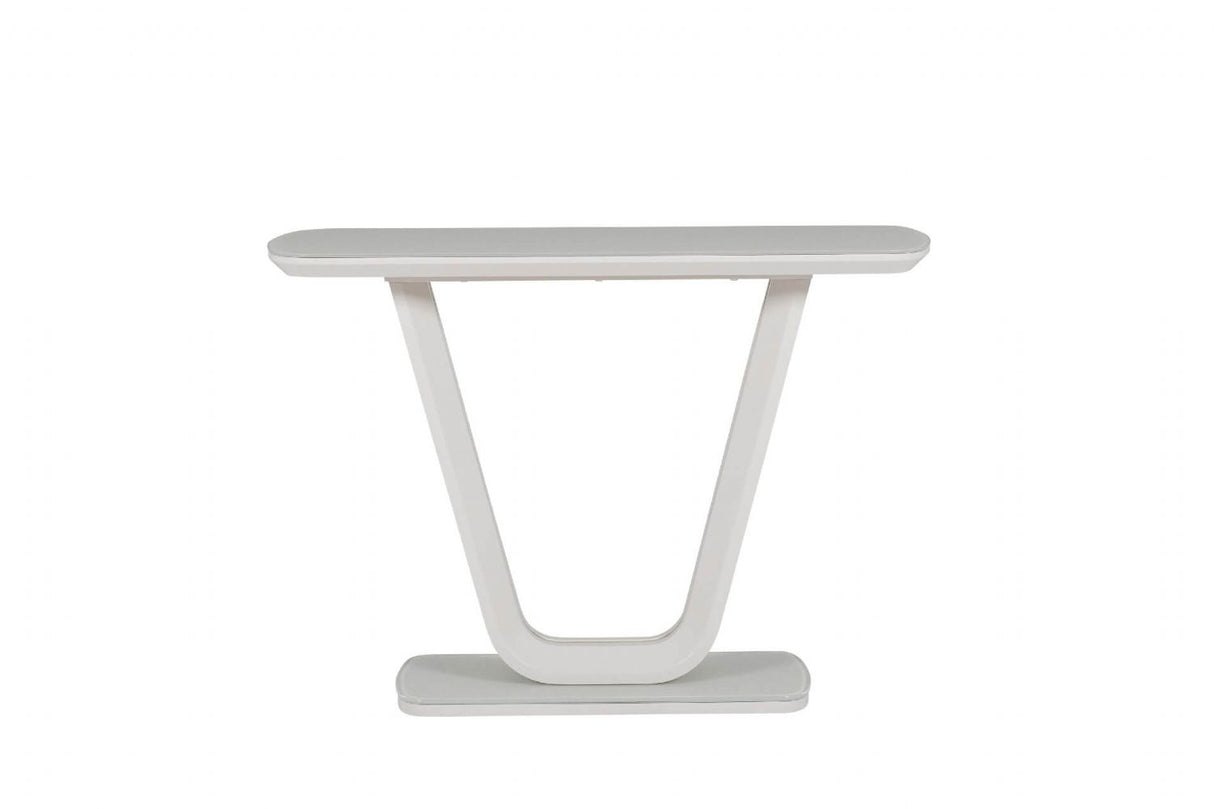 Putty Wooden Console Table Glass Top