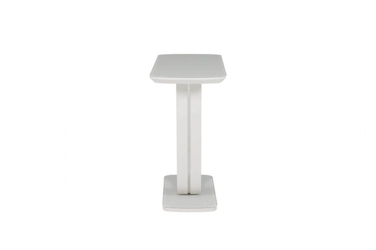 Putty Wooden Console Table Glass Top