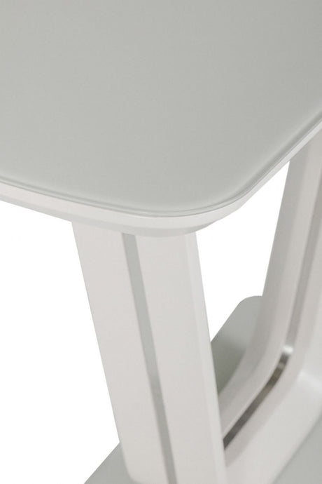 Putty Wooden Console Table Glass Top