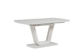 Putty Wooden Extending Dining Table Glass Top 120 to 160cm