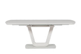 Putty Wooden Extending Dining Table Glass Top 120 to 160cm