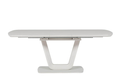 Putty Grey Extending Dining Table Glass Top 120 to 160cm
