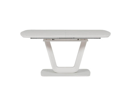 Putty Grey Extending Dining Table Glass Top 120 to 160cm