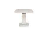 Putty Wooden Extending Dining Table Glass Top 120 to 160cm