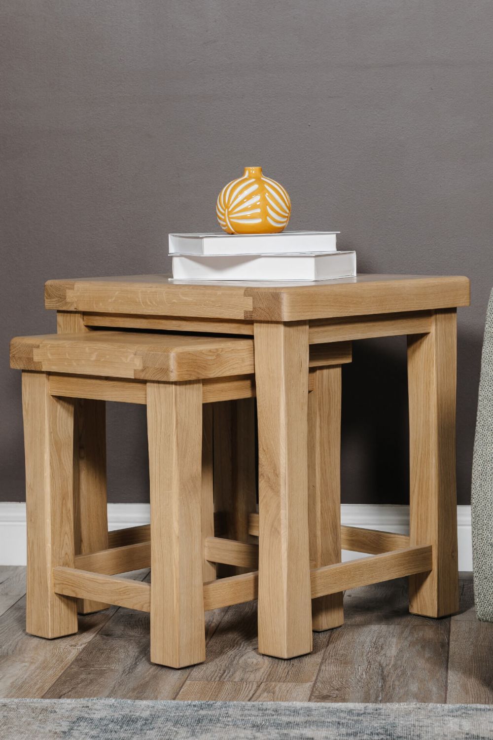 Natural Oak Traditional Nest of Side Tables