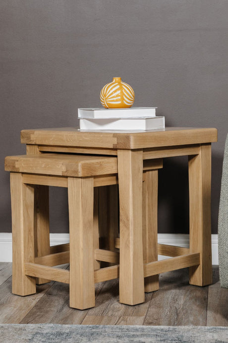 Natural Oak Traditional Nest of Side Tables