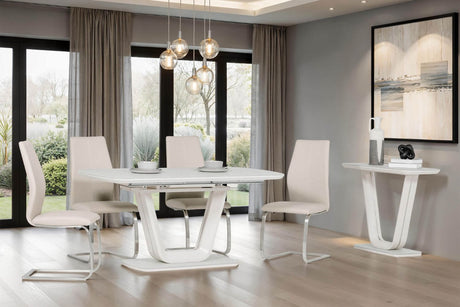Taupe Cream Leather Dining Chair Brushed Steel Legs