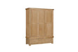 Oak Large 3 Door Triple Wardrobe with 3 Drawers