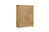 Oak Large 3 Door Triple Wardrobe with 3 Drawers