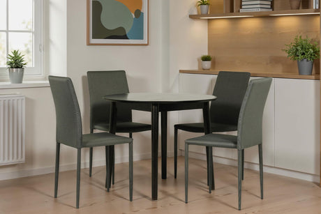 Grey Fabric Tall Back Dining Chair with Metal Legs