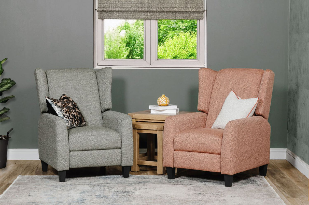 Rust Polyester Recliner Chair with Pushback Seat