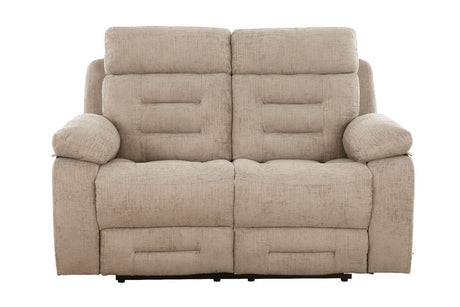 Latte Fabric 2 Seater Manual Recliner Sofa with Padded Arms