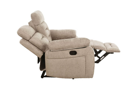 Latte Fabric 2 Seater Manual Recliner Sofa with Padded Arms