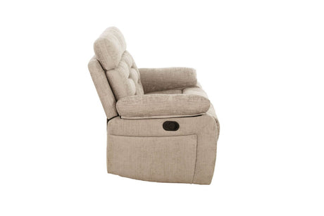 Latte Fabric 2 Seater Manual Recliner Sofa with Padded Arms