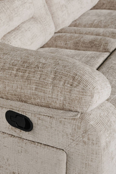Latte Fabric 2 Seater Manual Recliner Sofa with Padded Arms