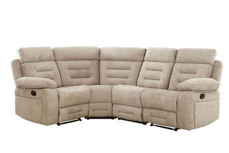 Latte Textured Fabric Electric Recliner Corner Group Sofa