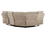 Latte Textured Fabric Electric Recliner Corner Group Sofa