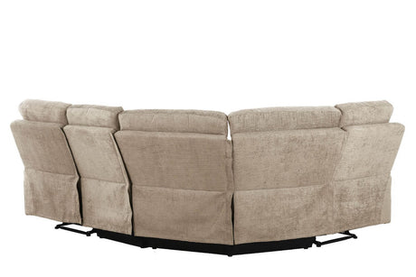 Latte Textured Fabric Electric Recliner Corner Group Sofa