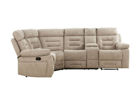 Latte Textured Fabric Electric Recliner Corner Group Sofa