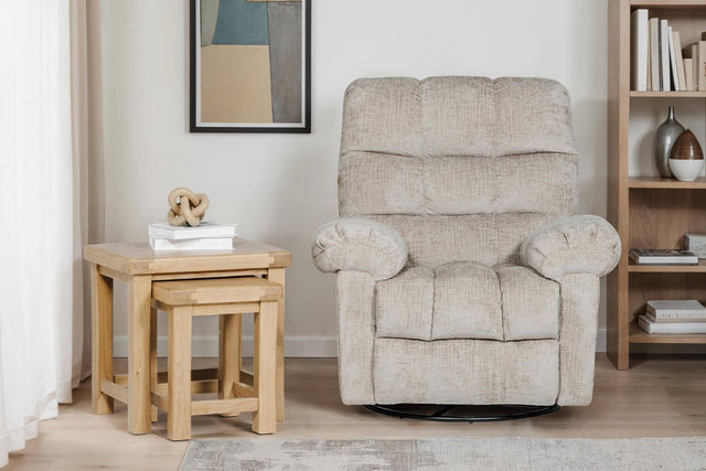 Latte Textured Fabric Glider Swivel Recliner Chair