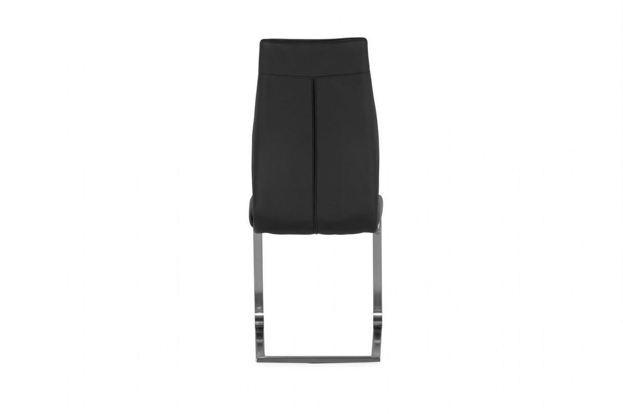 Black Leather Dining Chair Steel Legs