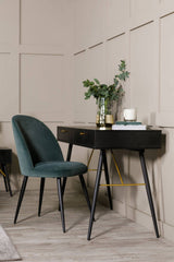 Green Velvet Fabric Curved Dining Chair Black Metal Legs