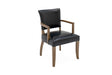 Vintage Blue Leather Arm Chair with Solid Oak Legs and Padded Seat