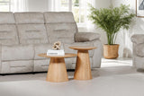 Brown Wooden Round Lamp Table with Pyramid Base
