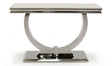 Console Table Cream Marble Top Round Stainless Steel Base