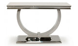 Console Table Cream Marble Top Round Stainless Steel Base