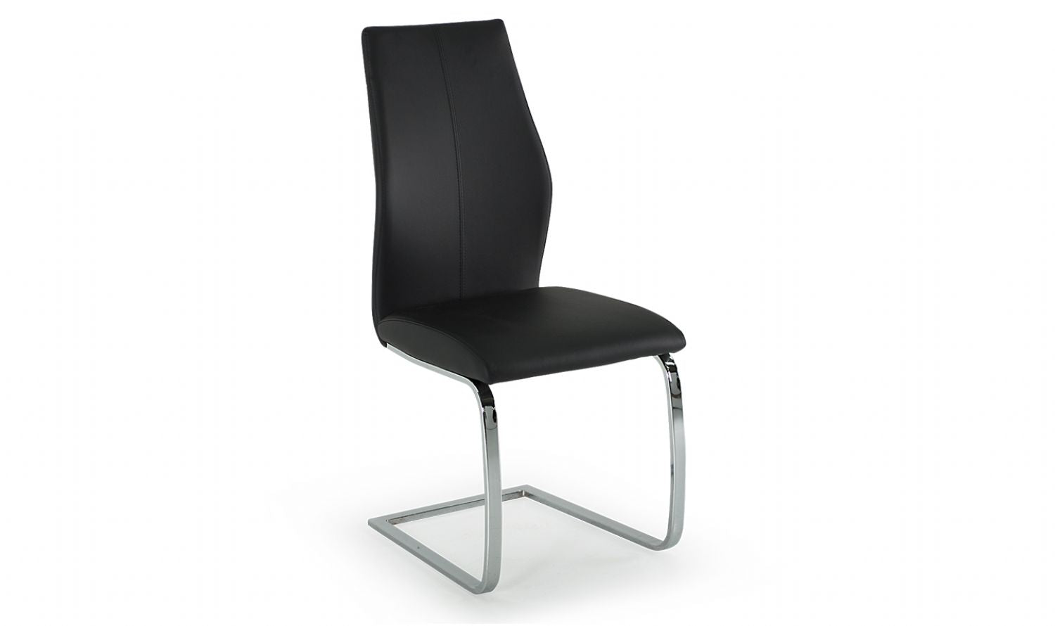 Black Leather Dining Chair Chrome Legs