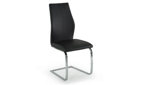 Black Leather Dining Chair Chrome Legs