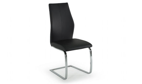 Black Leather Dining Chair Chrome Legs