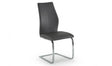 Dark Grey Leather Dining Chair on Chrome Cantilever Legs