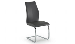 Dark Grey Leather Dining Chair on Chrome Cantilever Legs