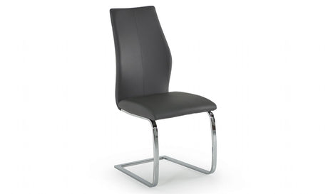 Dark Grey Leather Dining Chair on Chrome Cantilever Legs