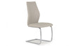 Taupe Cream Leather Dining Chair Chrome Cantilever Legs