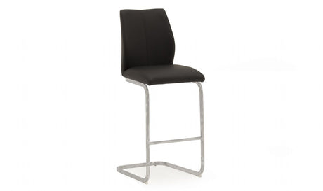 Black Leather Bar Stool Chrome Cantilever Legs