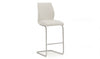 White Leather Bar Stool Chrome Cantilever Legs