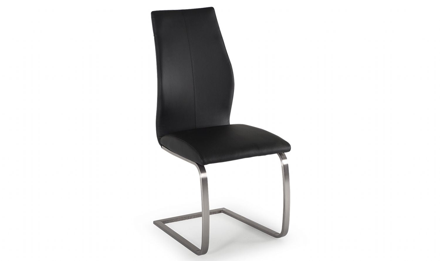 Black Leather Dining Chair Steel Legs